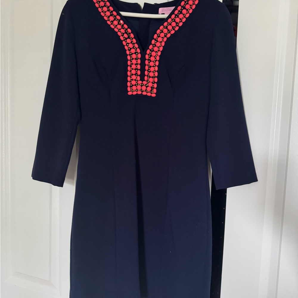 Lilly Pulitzer  Navy Dress with Coral Accents